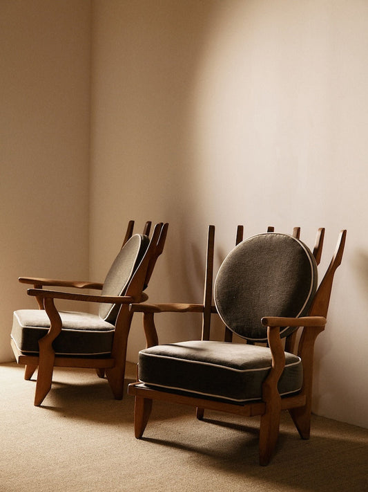 Pair of Petit Repos Armchairs by Guillerme Chambron, France, Circa 1950 Chairs