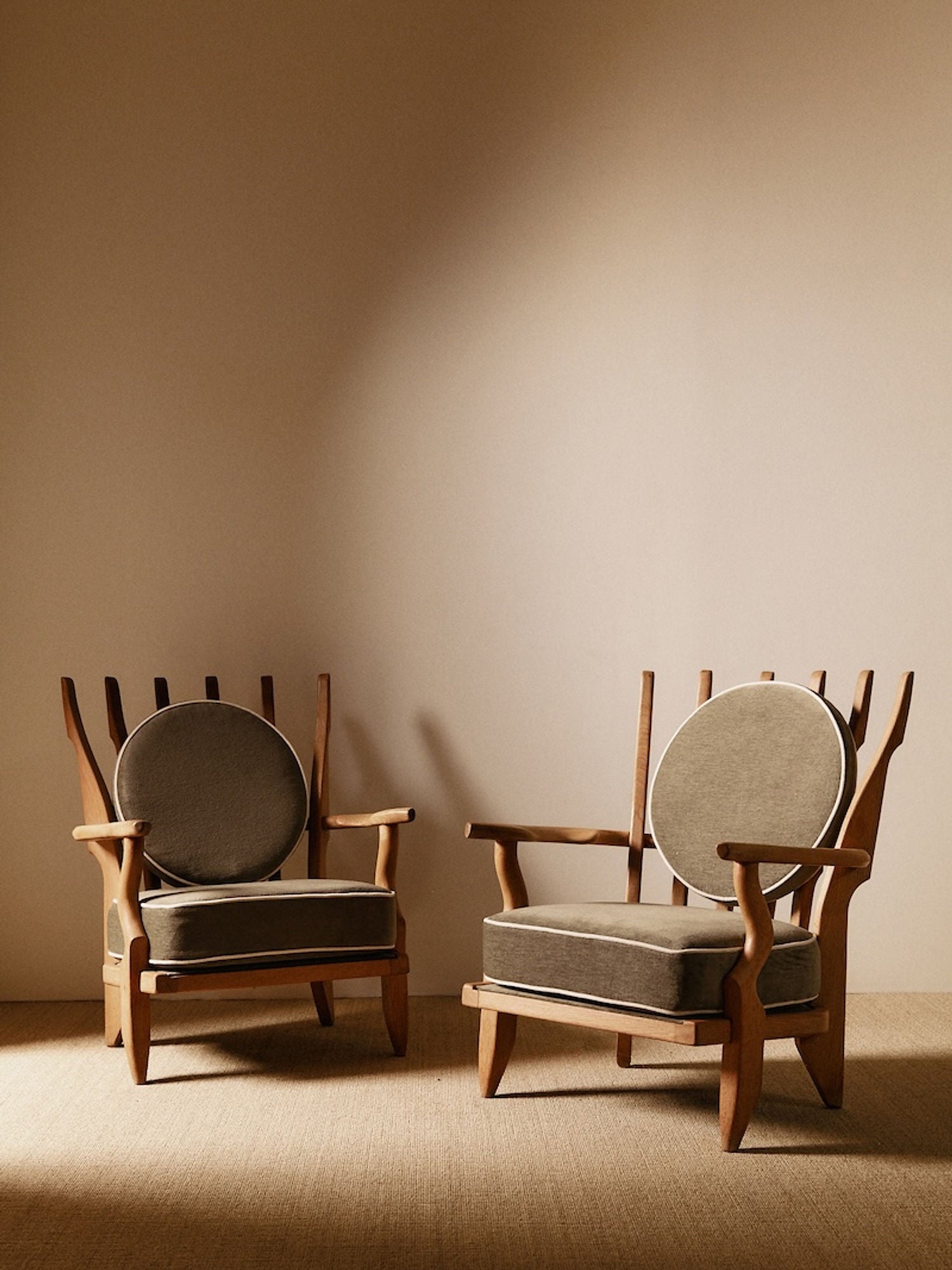 Pair of Petit Repos Armchairs by Guillerme Chambron, France, Circa 1950 Chairs