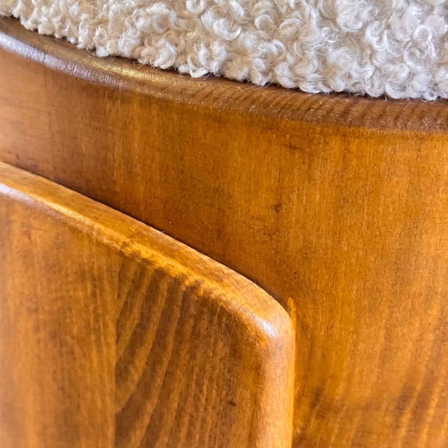 Pair of Sculptural Wooden Stools with Luxurious Faux Fur Upholstery by Forme Stools