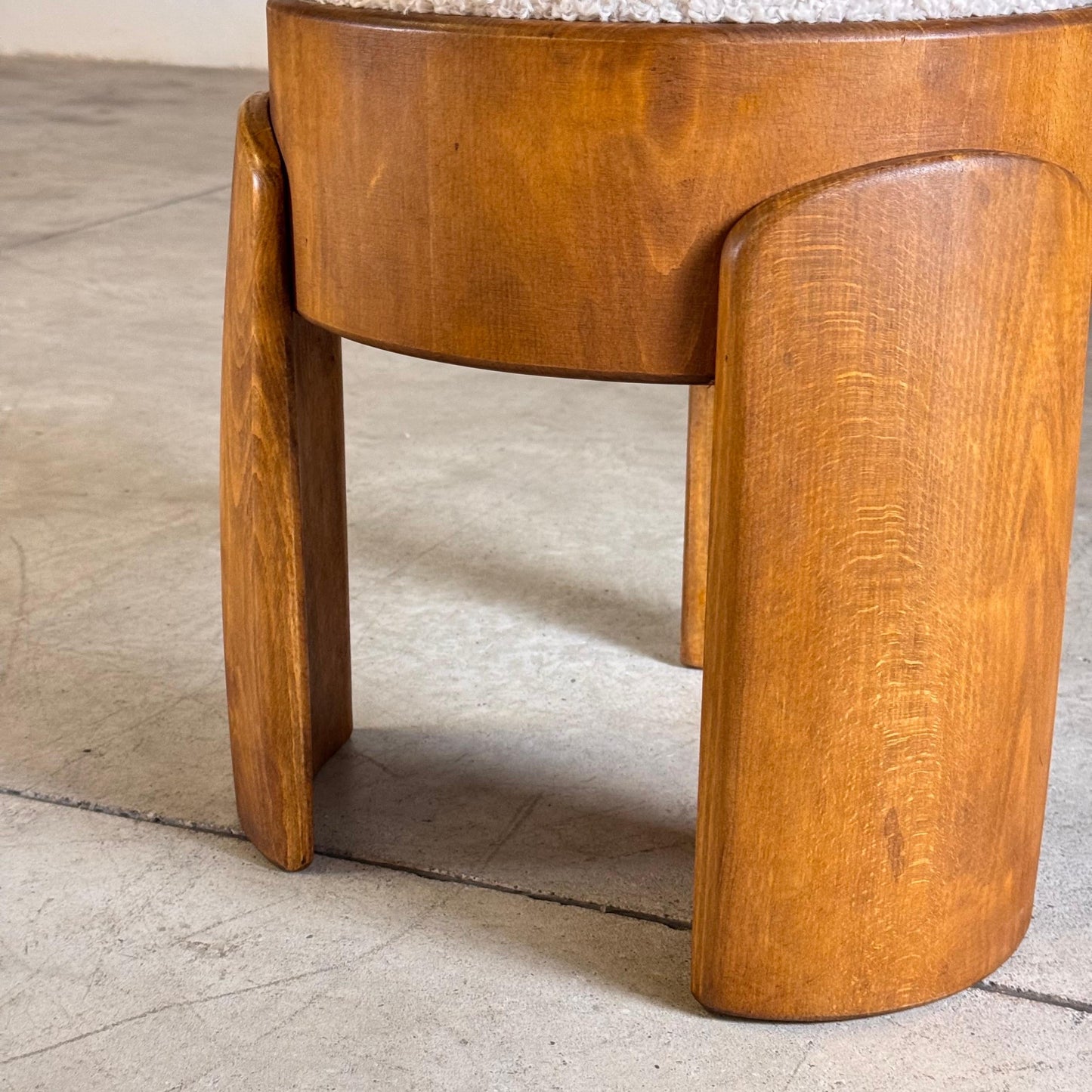 Pair of Sculptural Wooden Stools with Luxurious Faux Fur Upholstery by Forme Stools