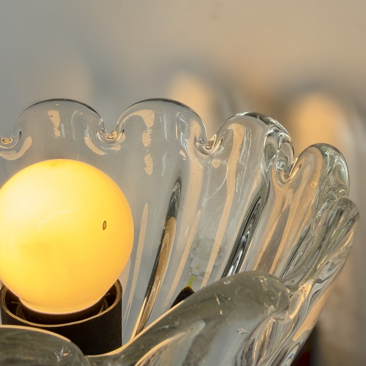 Pair of Thick Murano Glass Wall Sconces by Archimede Seguso for Seguso Vetri d'Arte, 1940s Sconces