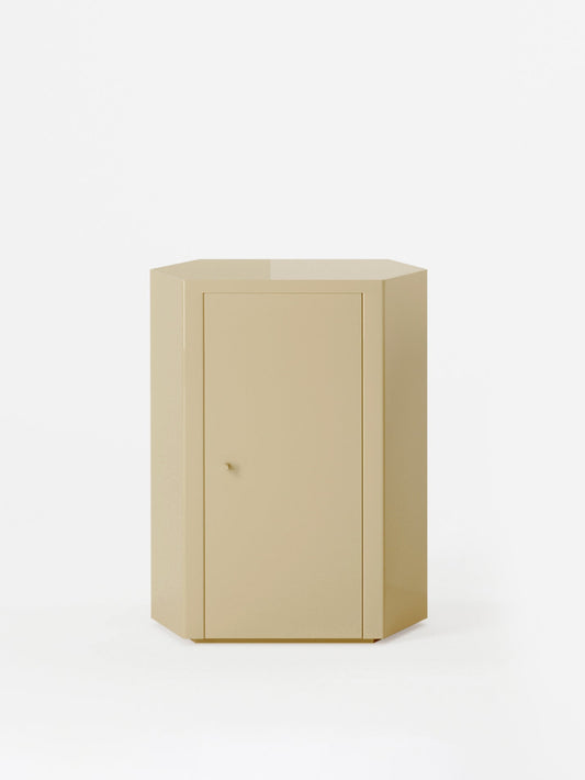 Park Lacquer Nightstand in Sand Beige Right by Lemon Furniture