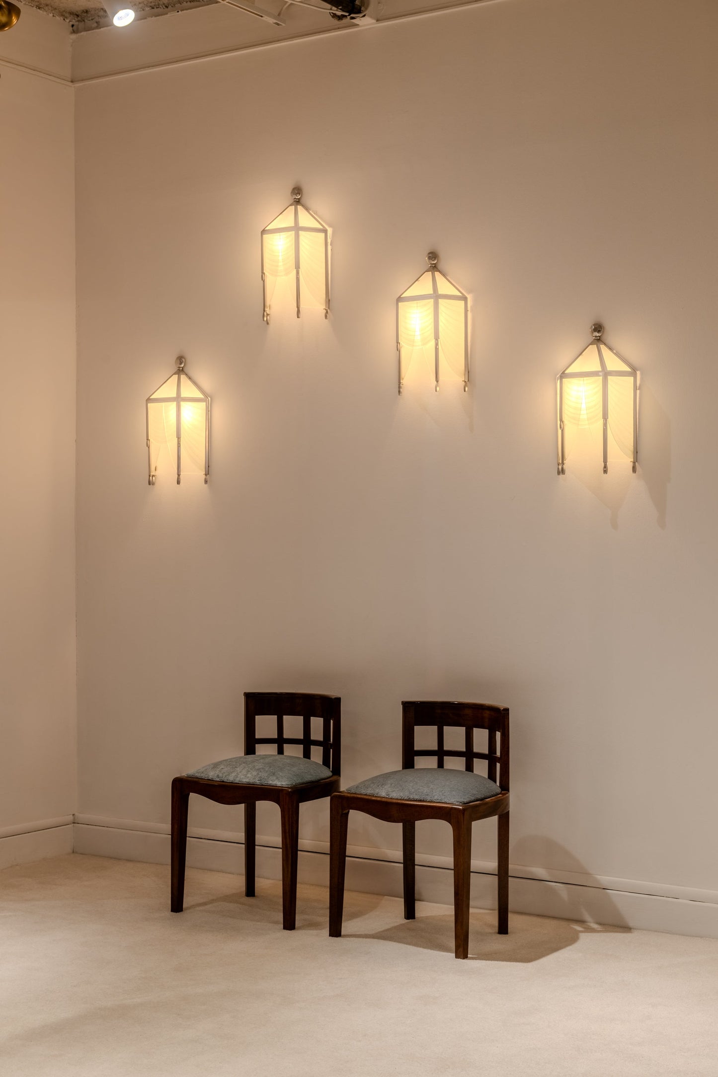 Paul T. Frankl Pair of Side Chairs with Curly Walnut Mohair Velvet, 1933 Dining Chairs