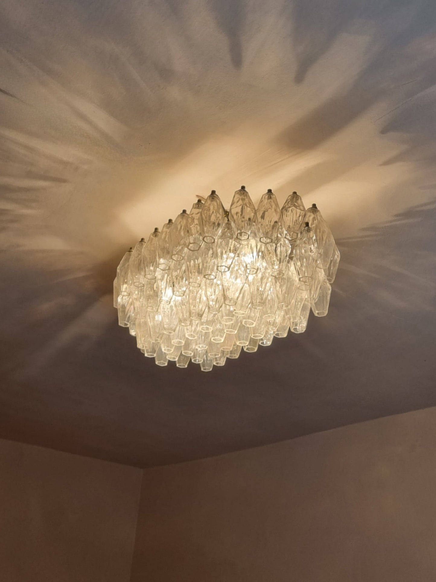 Poliedri Ceiling Lamp Designed by Carlo Scarpa for Venini, 1958 Flush Mounts