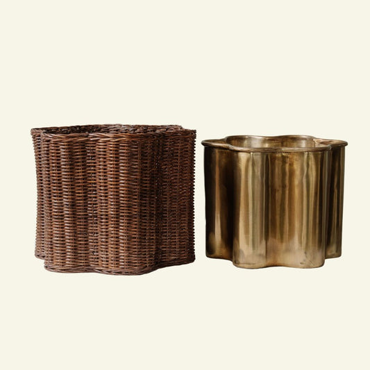 Poppy Rattan Waste Paper Bin, Small Wastebin