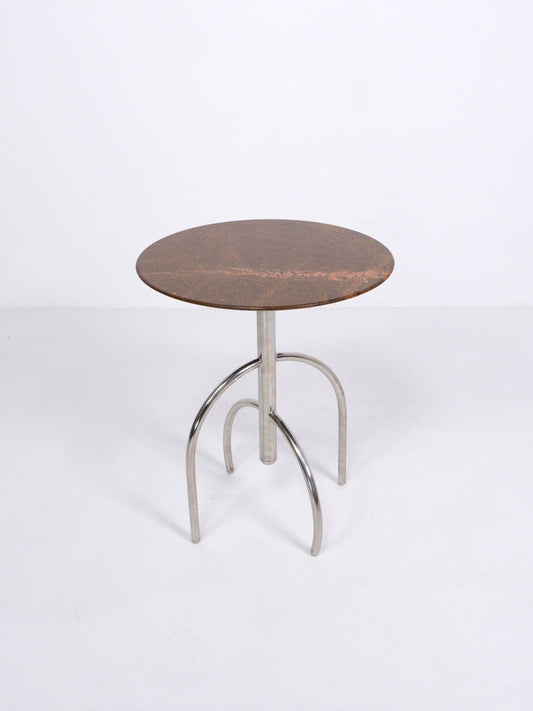 Postmodern Granite and Steel Side Table End Tables