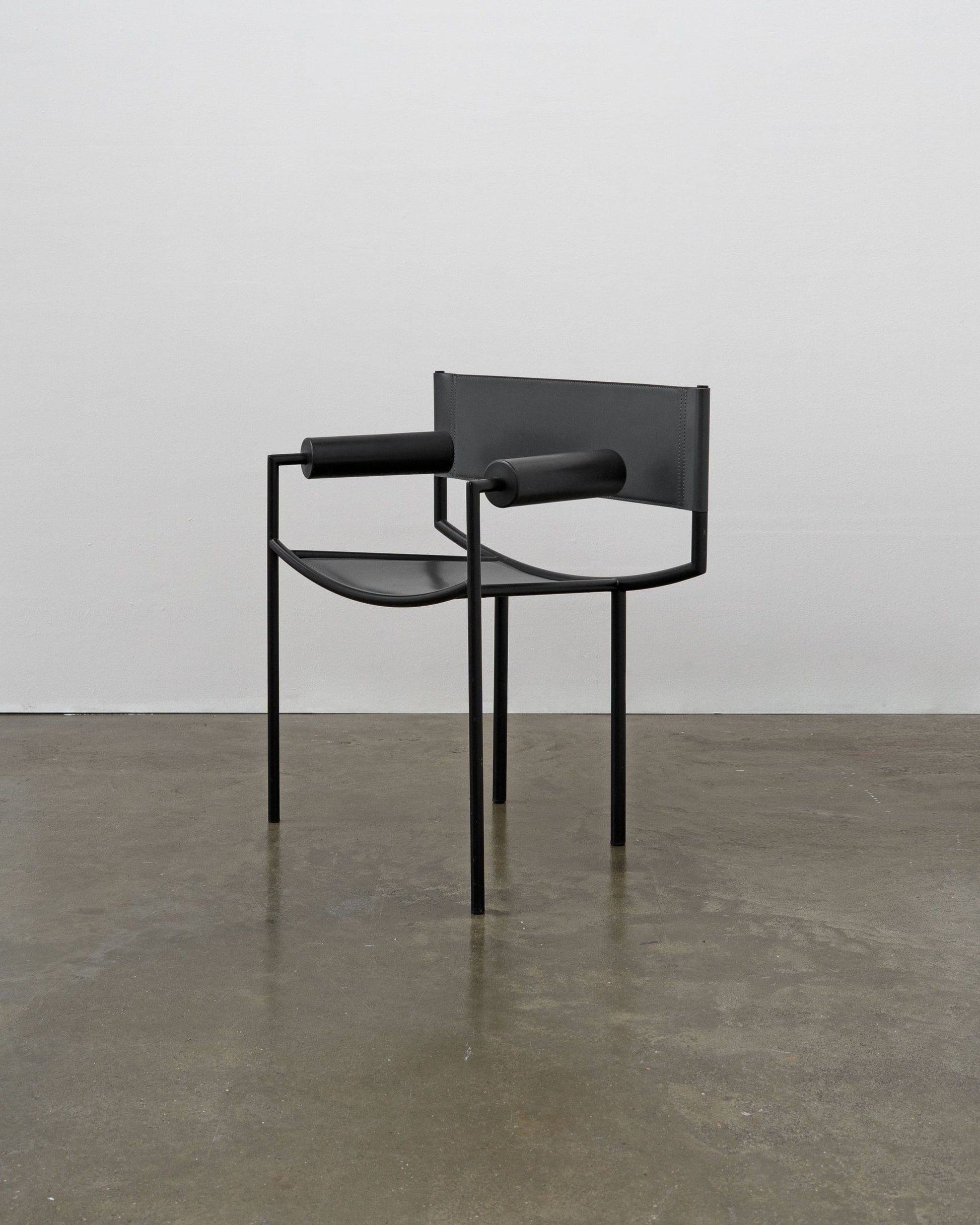 Postmodern Leather and Steel Chair, ca. 1980 Chairs