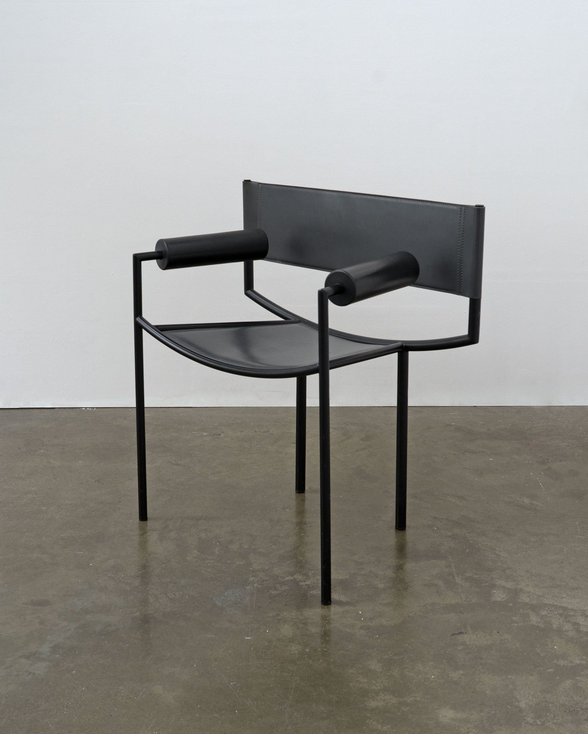 Postmodern Leather and Steel Chair, ca. 1980 Chairs