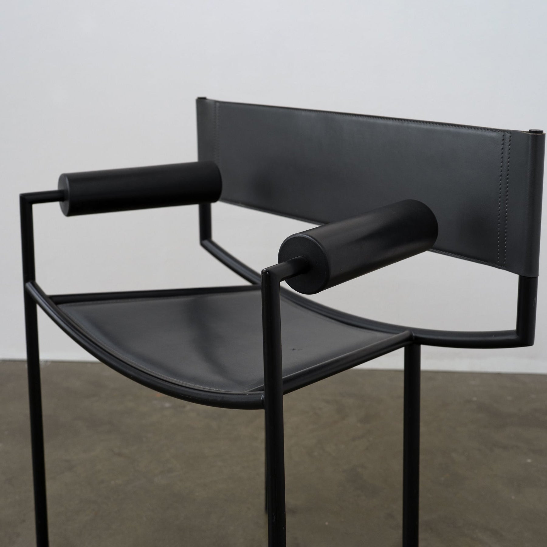 Postmodern Leather and Steel Chair, ca. 1980 Chairs