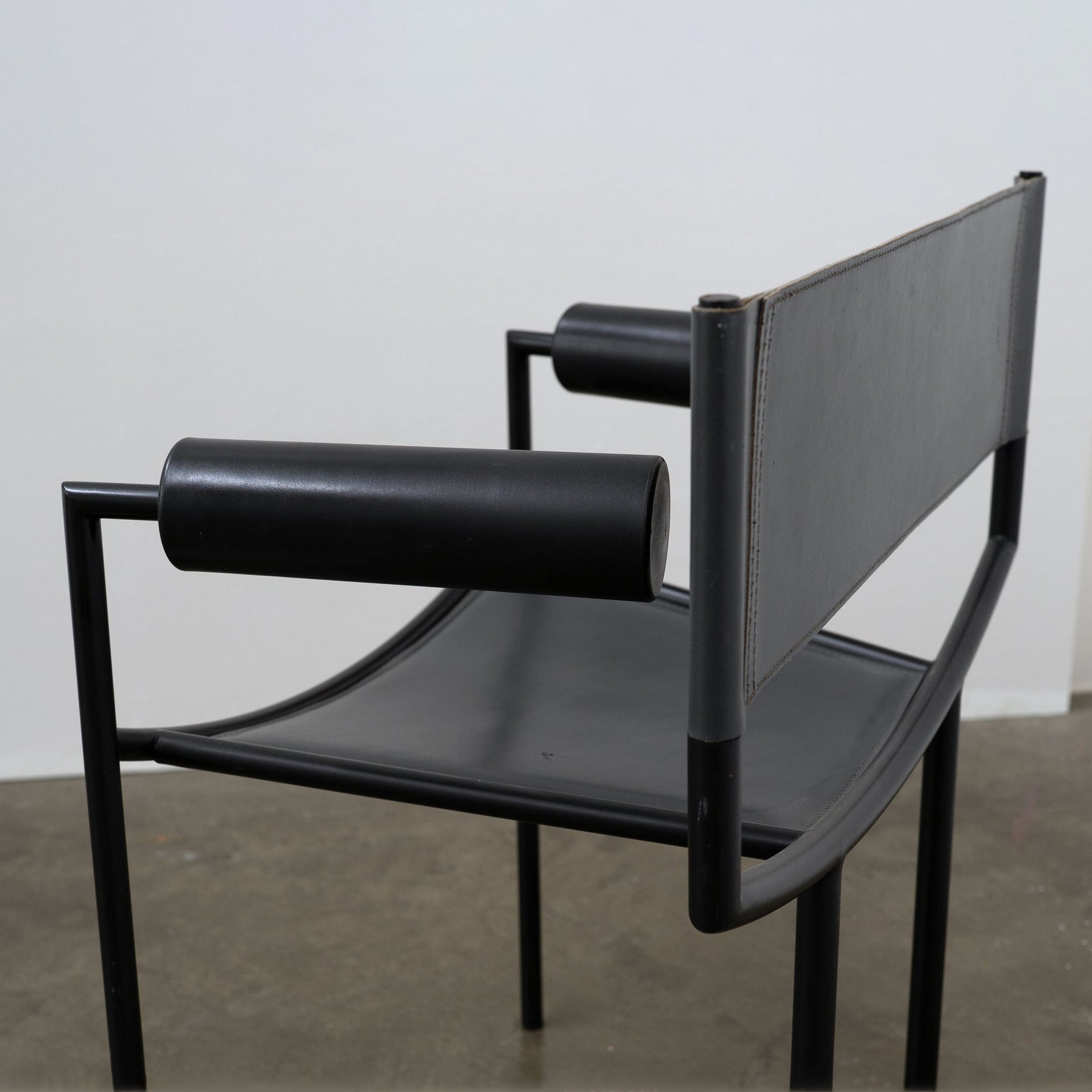 Postmodern Leather and Steel Chair, ca. 1980 Chairs