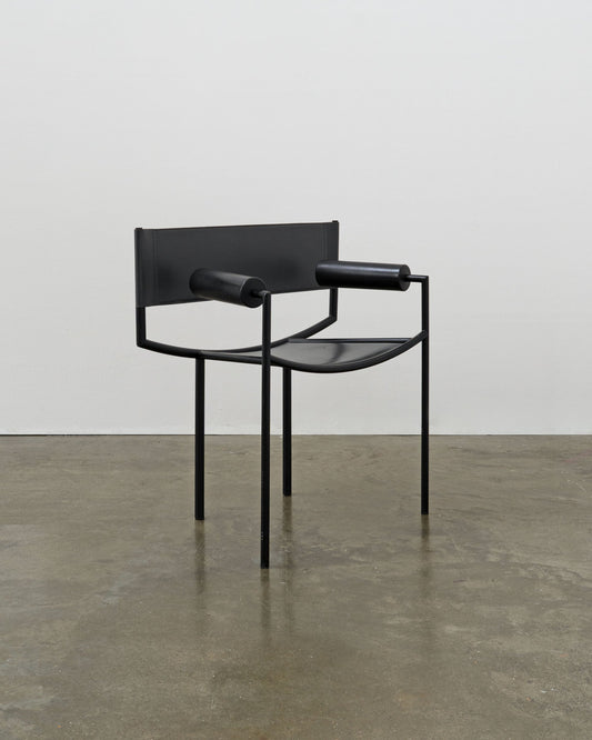 Postmodern Leather and Steel Chair, ca. 1980 Chairs