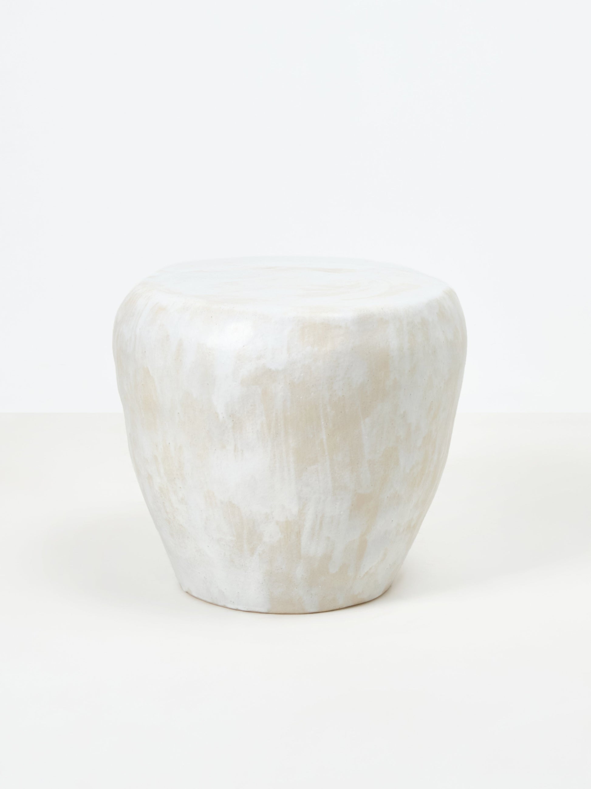 Medium Ceramic Table in Brushed White End Tables
