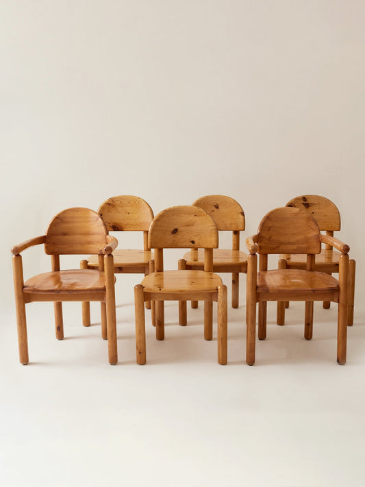 Set of 6 Pine Dining Chairs by Rainer Daumiller, 1960s-1970s Dining Chairs