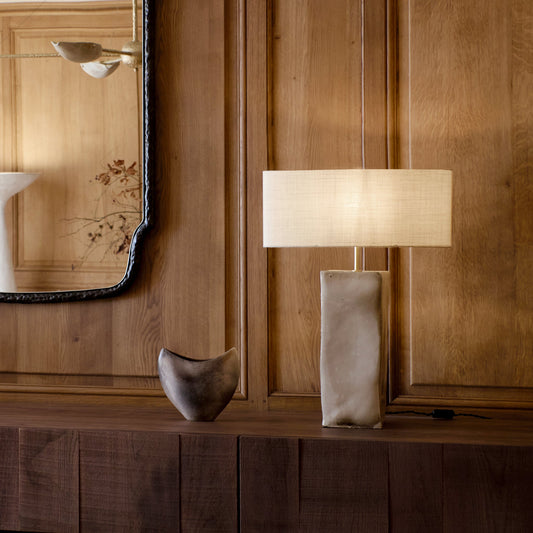 Rectangular Ceramic Lamp in Coral White Table Lamps