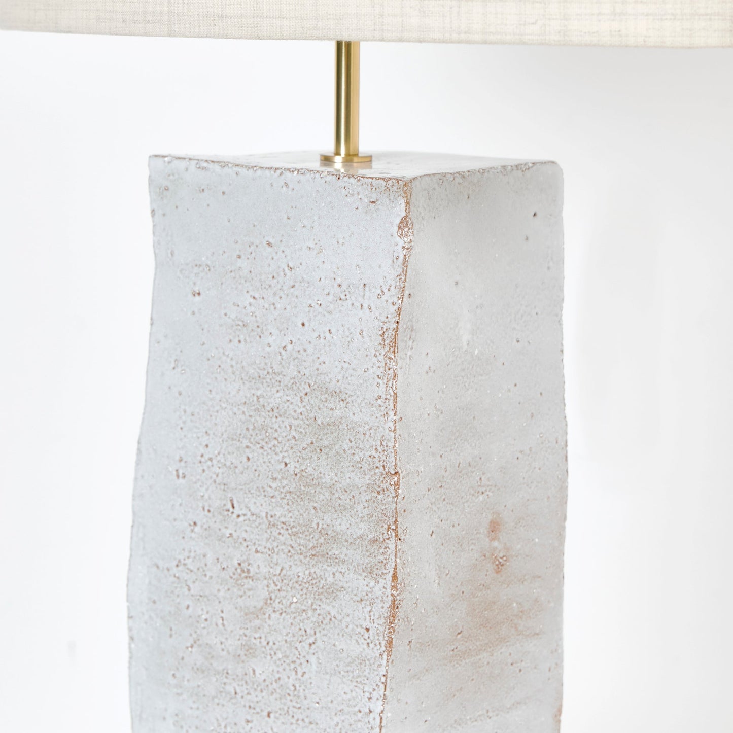 Rectangular Ceramic Lamp in White on Brown Clay Table Lamps