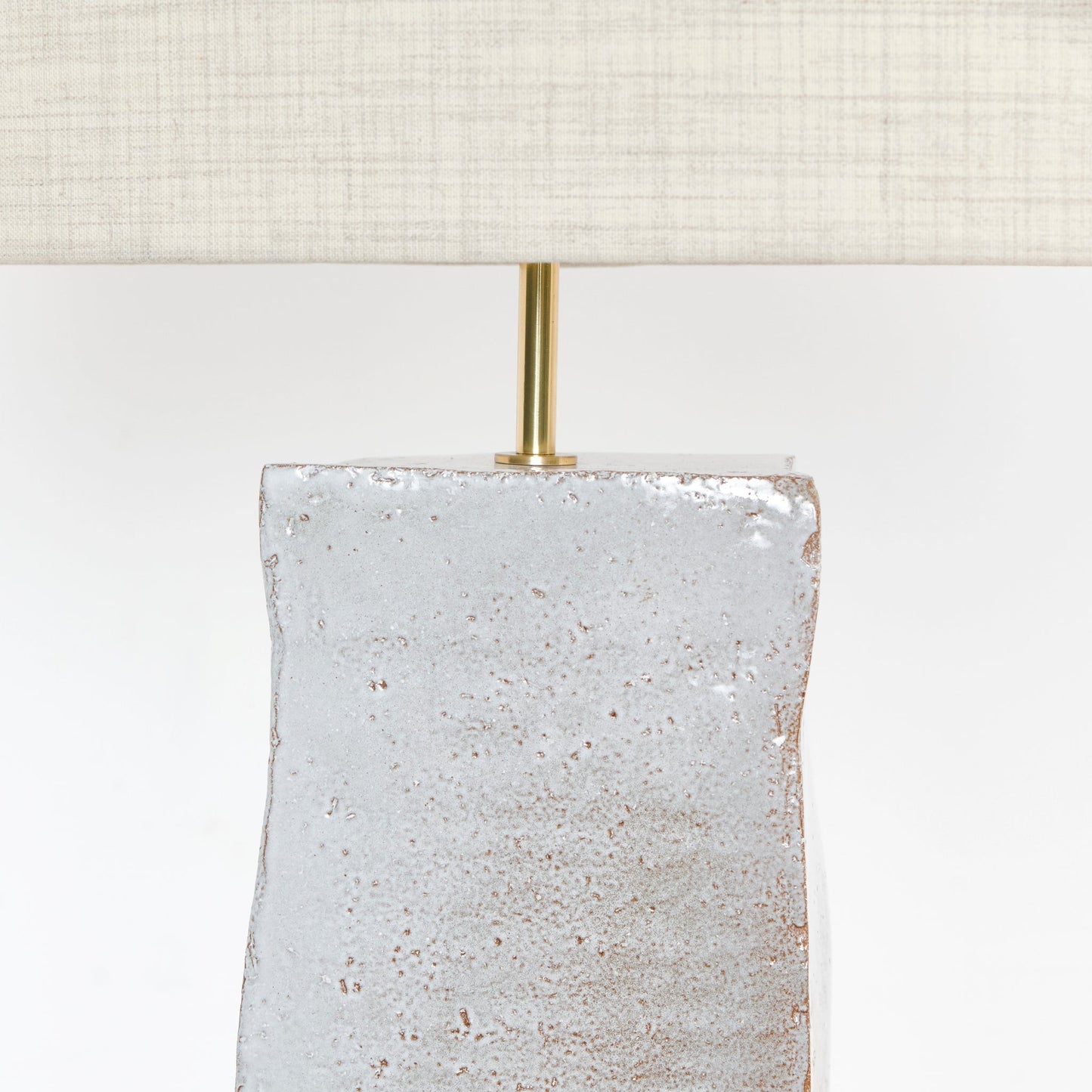 Rectangular Ceramic Lamp in White on Brown Clay Table Lamps