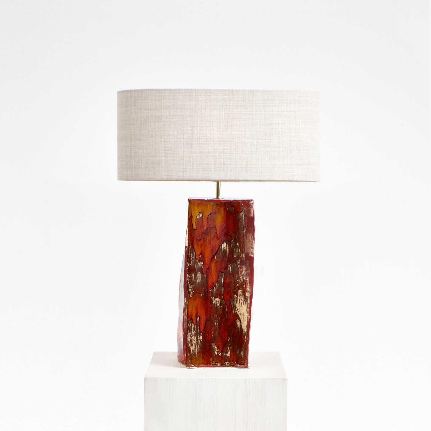 Rectangular Ceramic Lamp in Burnt Red Table Lamps