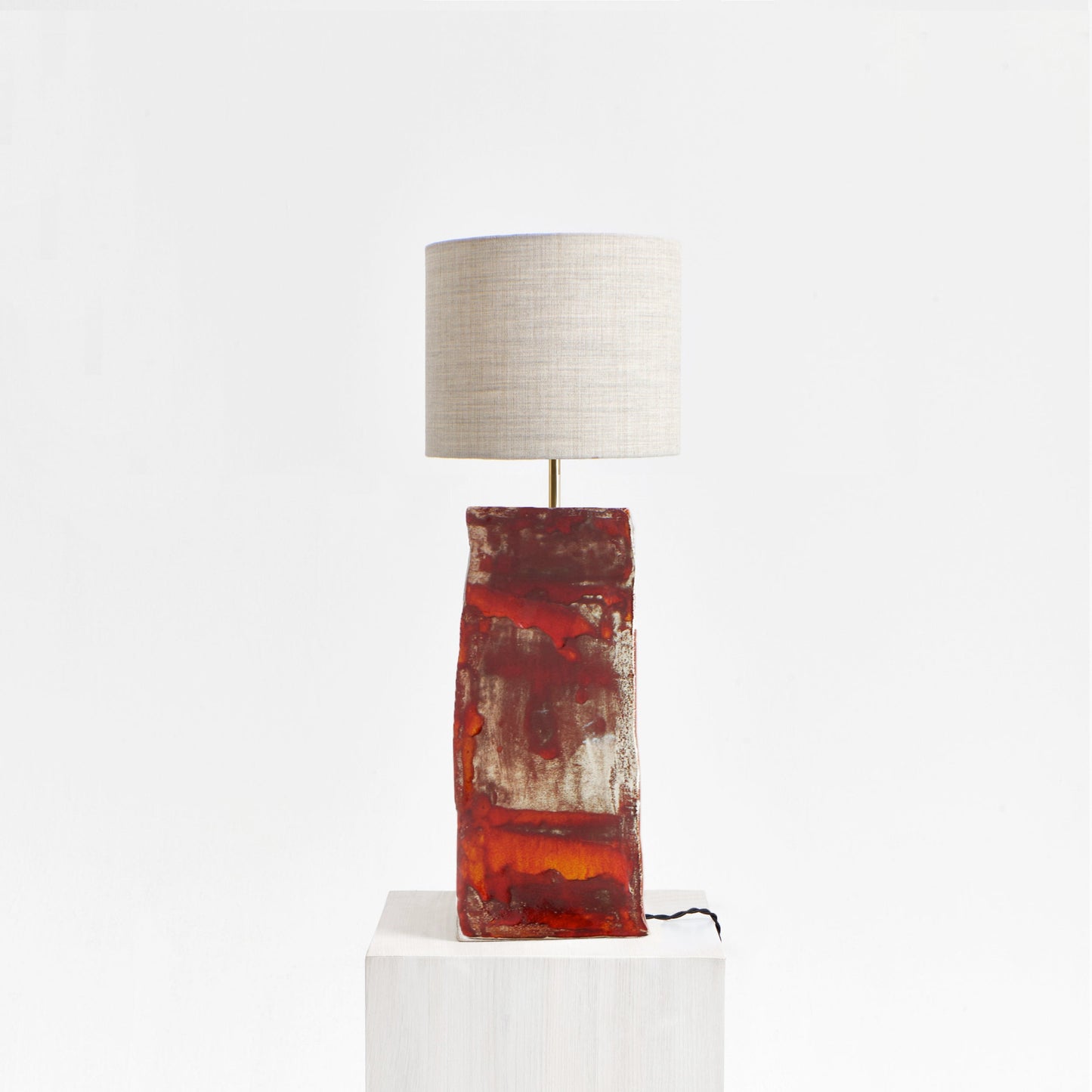 Rectangular Ceramic Lamp in Burnt Red Table Lamps