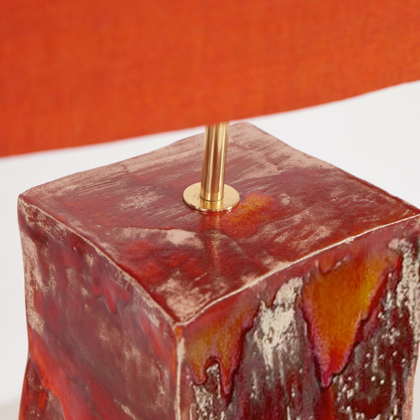 Rectangular Ceramic Lamp in Burnt Red Table Lamps