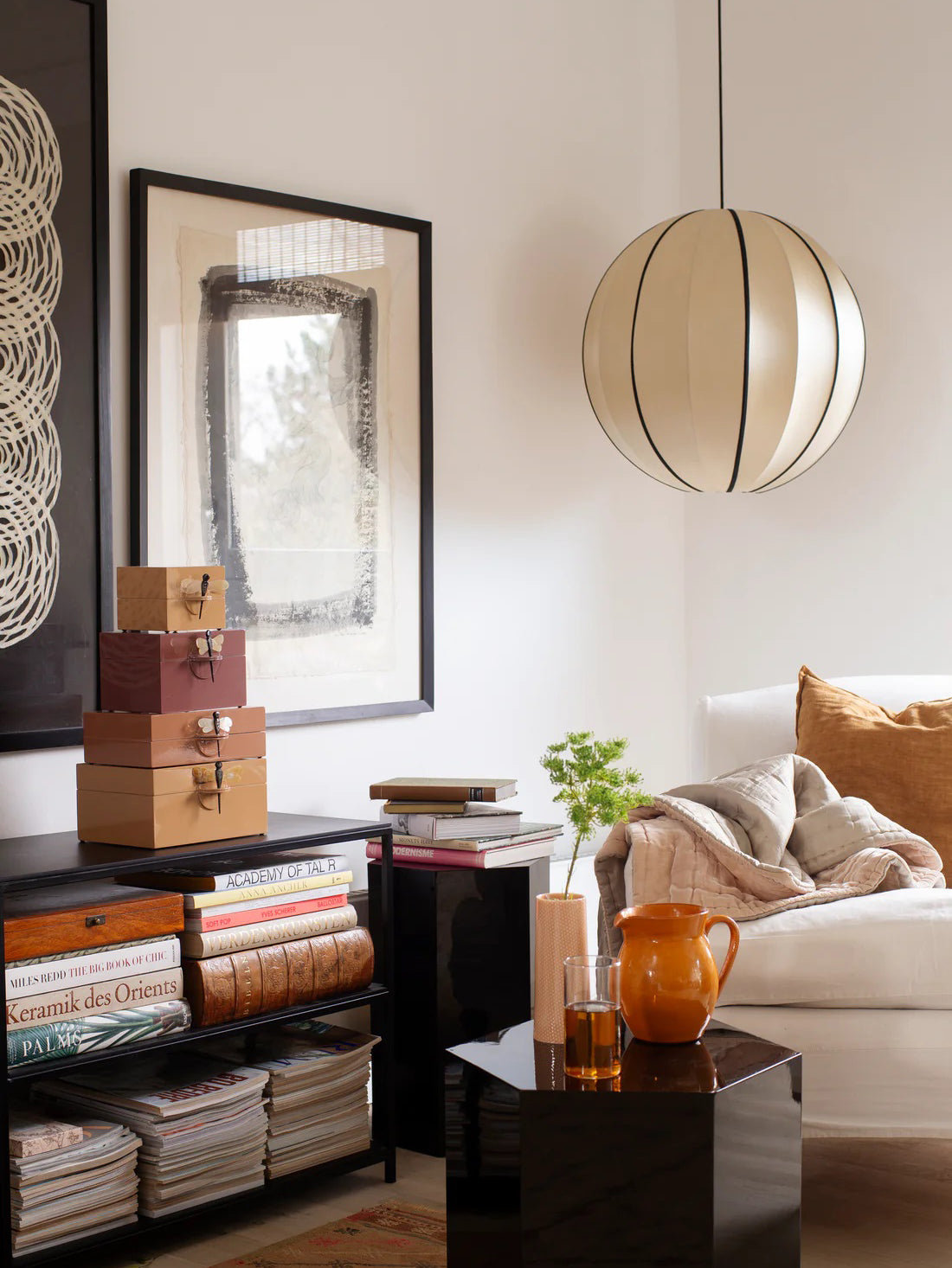 Round Extra Large Lampshade in Classic Silk with Black Ribbon Lamp Shades