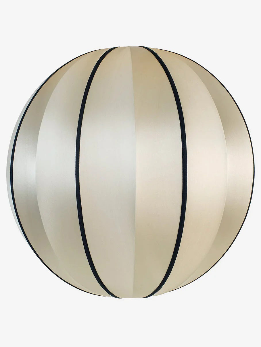 Round Extra Large Lampshade in Classic Silk with Black Ribbon Lamp Shades