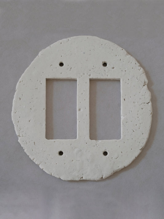 Rounded Double Gang Porcelain Light Switch Plate Hardware