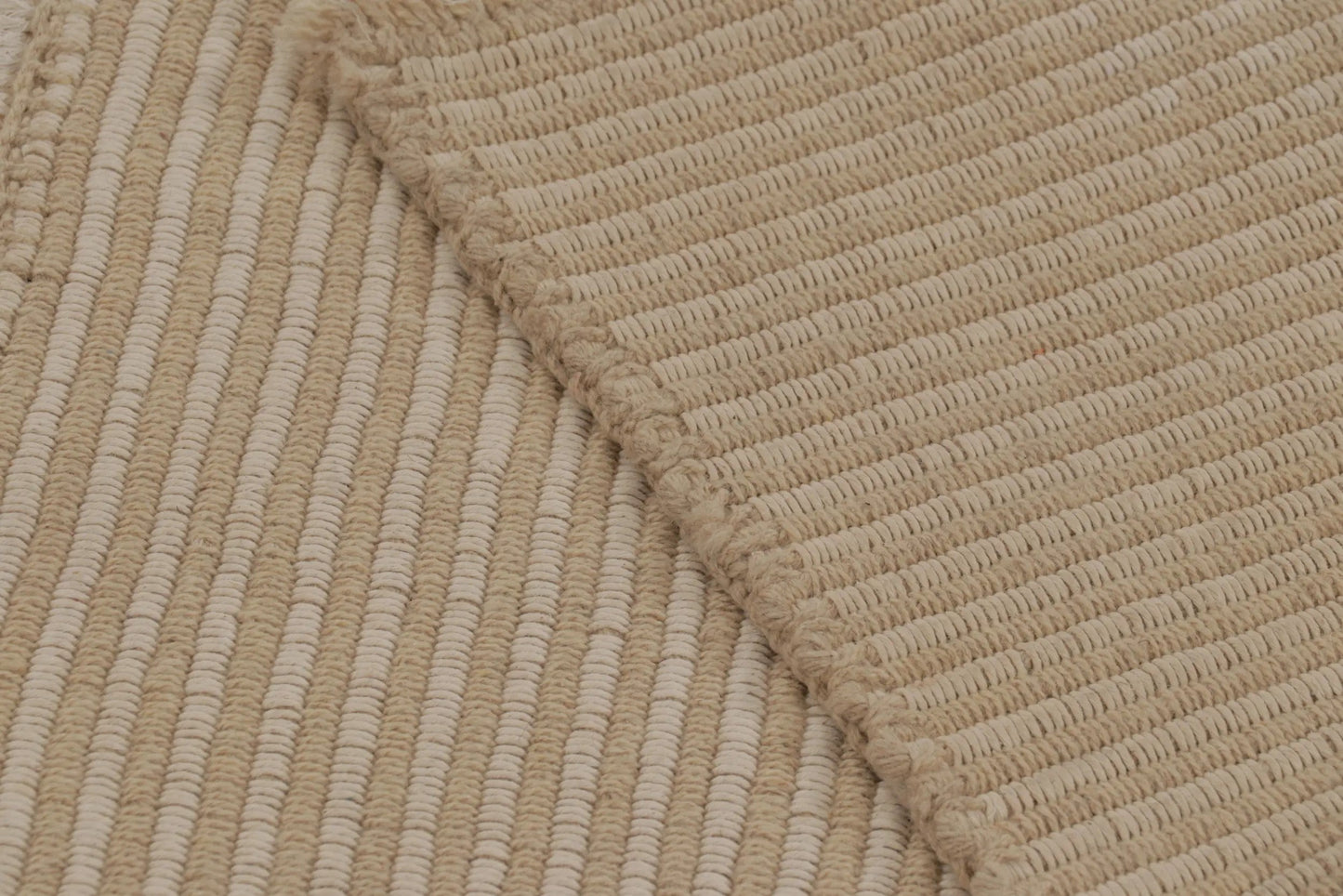 Rug & Kilim's Contemporary Accent Kilim, Square Rug in Cream and White Stripes Rugs