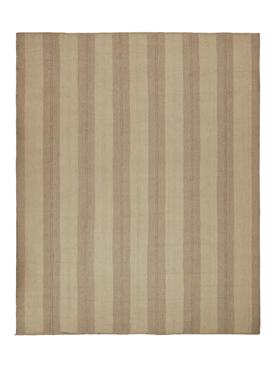 Rug & Kilim's Contemporary Kilim with Beige and Taupe Stripes and Brown Accents Rugs