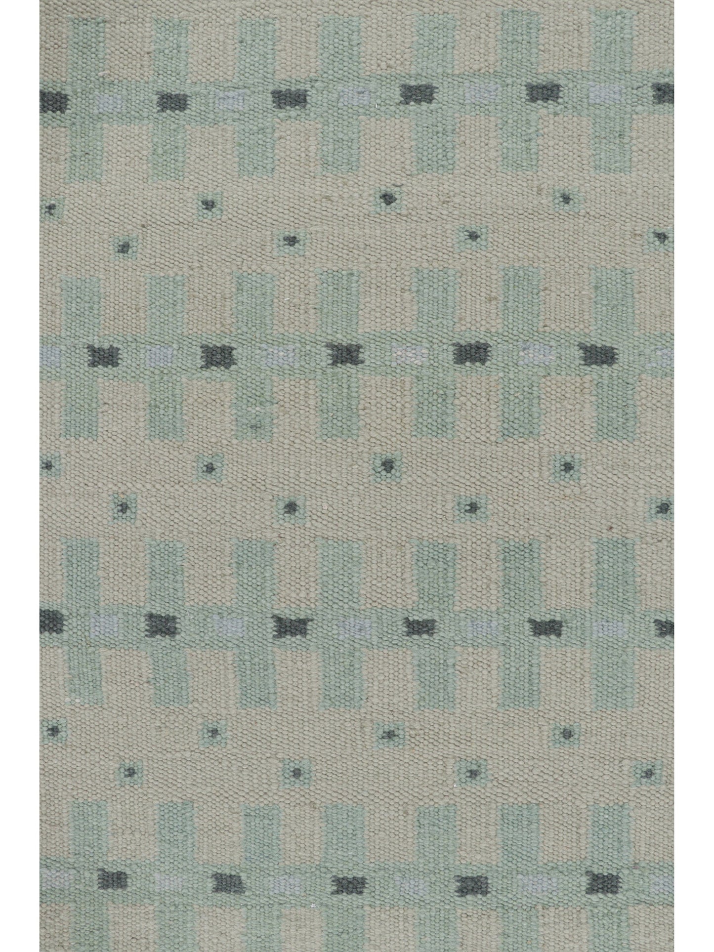 Rug & Kilim's Custom Scandinavian Rug with Pale Teal Geometric Patterns Rugs