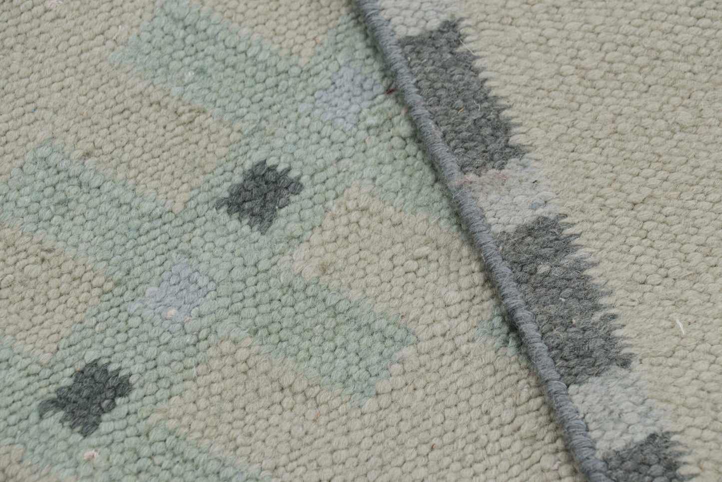 Rug & Kilim's Custom Scandinavian Rug with Pale Teal Geometric Patterns Rugs