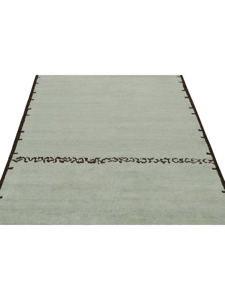 Rug & Kilim's French Art Deco Rug in Blue with Brown Geometric Patterns Rugs