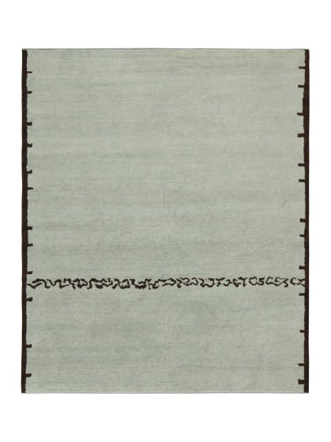 Rug & Kilim's French Art Deco Rug in Blue with Brown Geometric Patterns Rugs