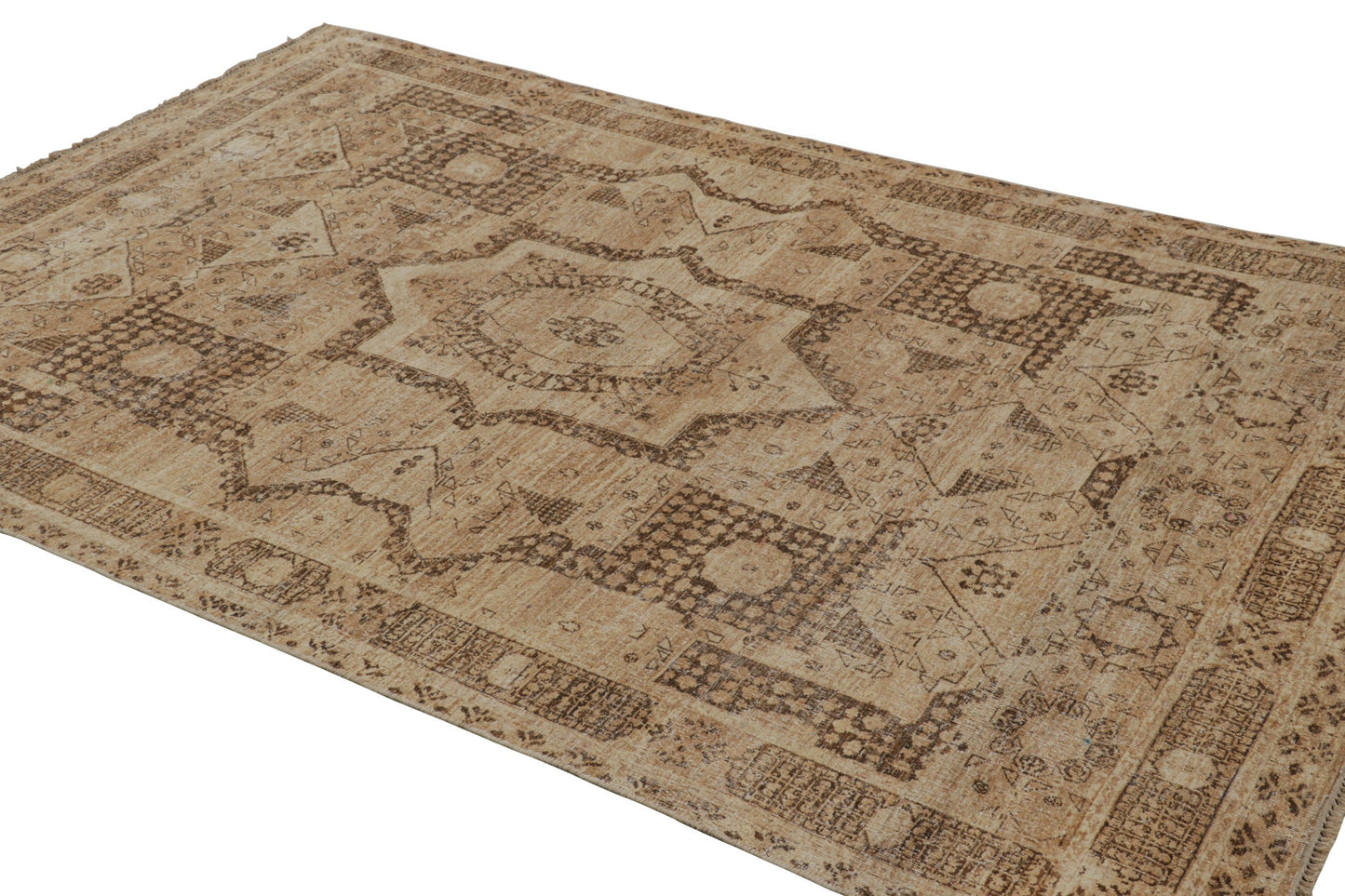 Rug & Kilim's Oriental Rug in Brown with Medallion and Geometric Patterns Rugs