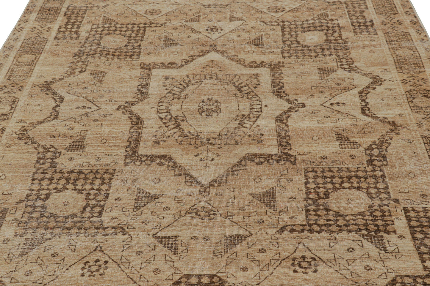 Rug & Kilim's Oriental Rug in Brown with Medallion and Geometric Patterns Rugs