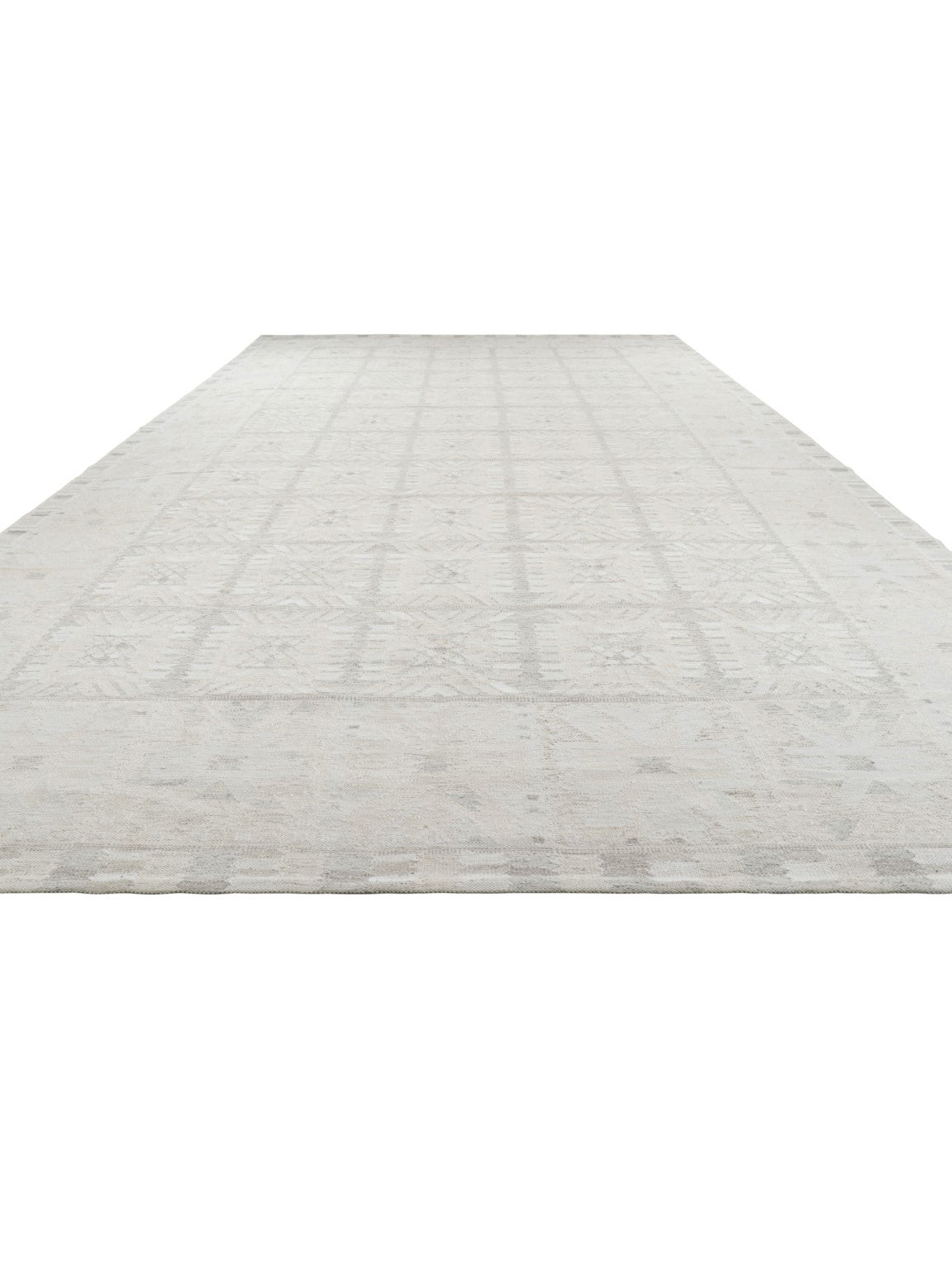 Rug & Kilim's Oversized Scandinavian Rug in White and Gray Geometric Pattern Rugs