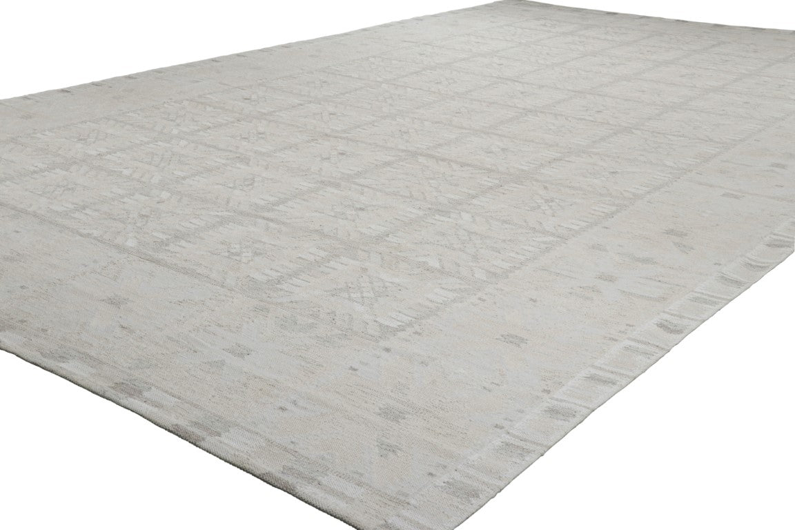Rug & Kilim's Oversized Scandinavian Rug in White and Gray Geometric Pattern Rugs