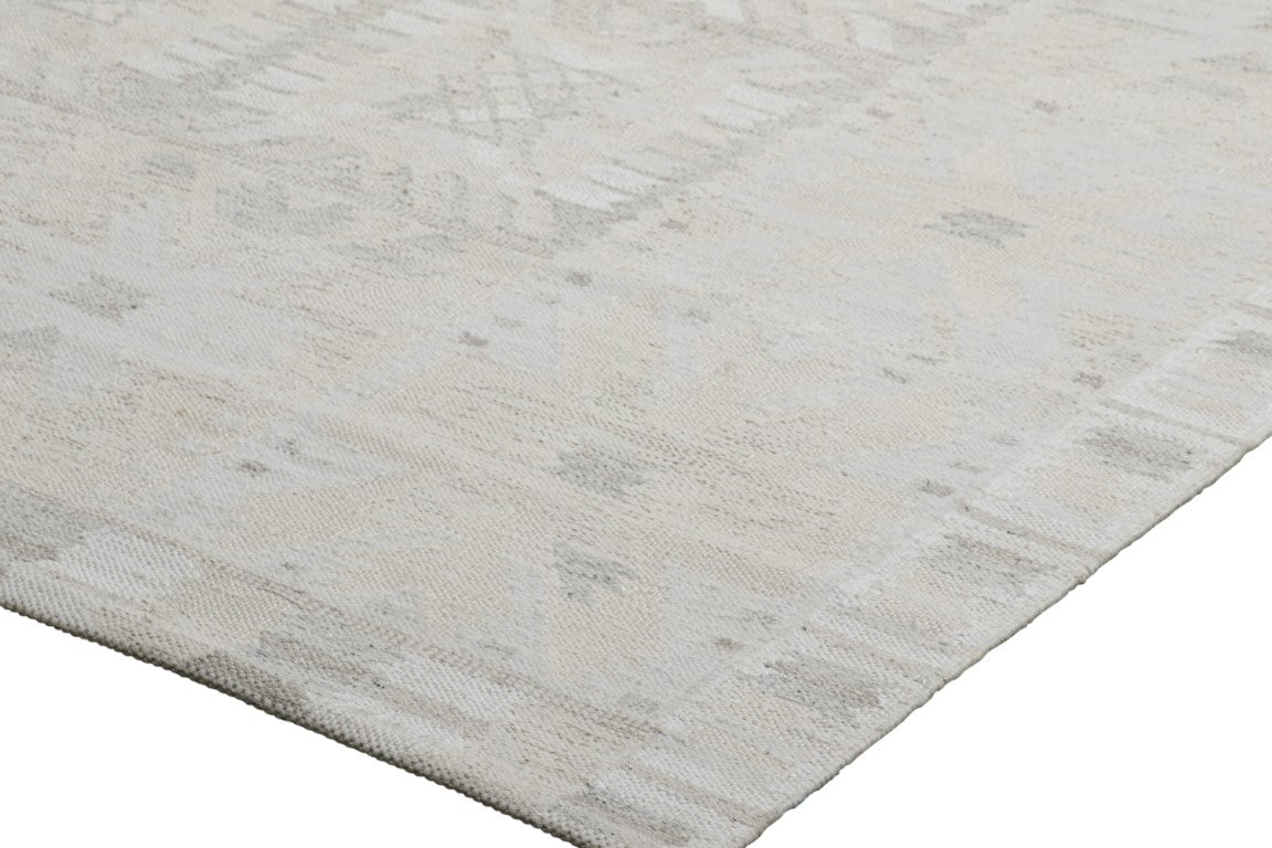 Rug & Kilim's Oversized Scandinavian Rug in White and Gray Geometric Pattern Rugs