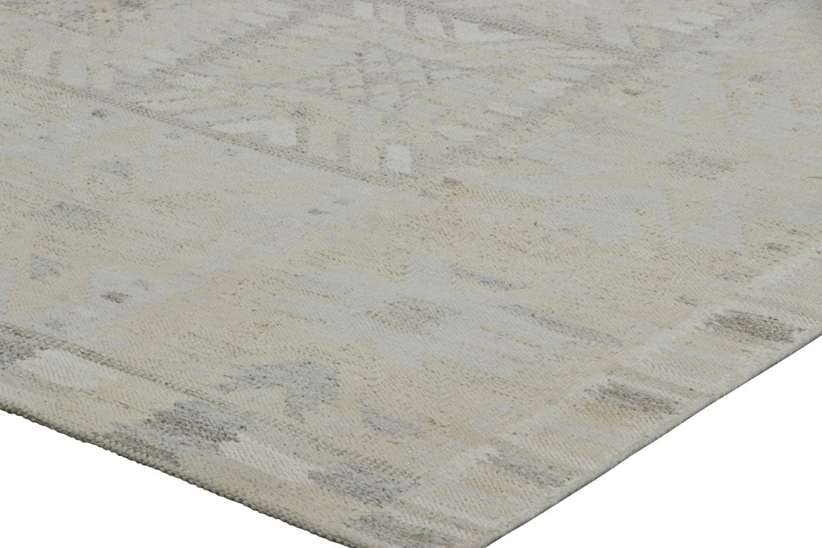 Rug & Kilim's Scandinavian Rug in Cream White and Gray Geometric Patterns Rugs