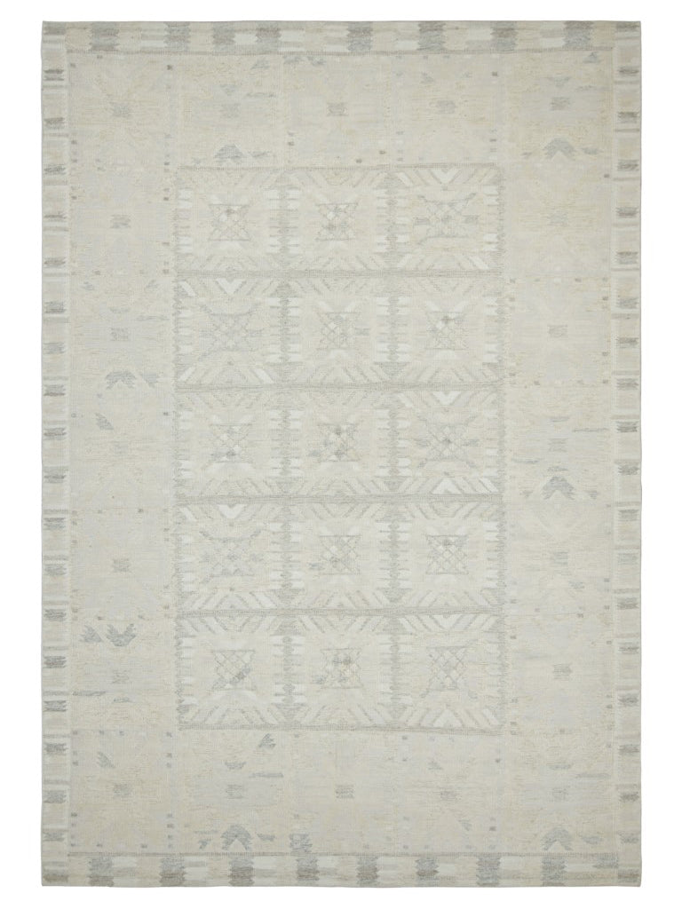 Rug & Kilim's Scandinavian Rug in Cream White and Gray Geometric Patterns Rugs