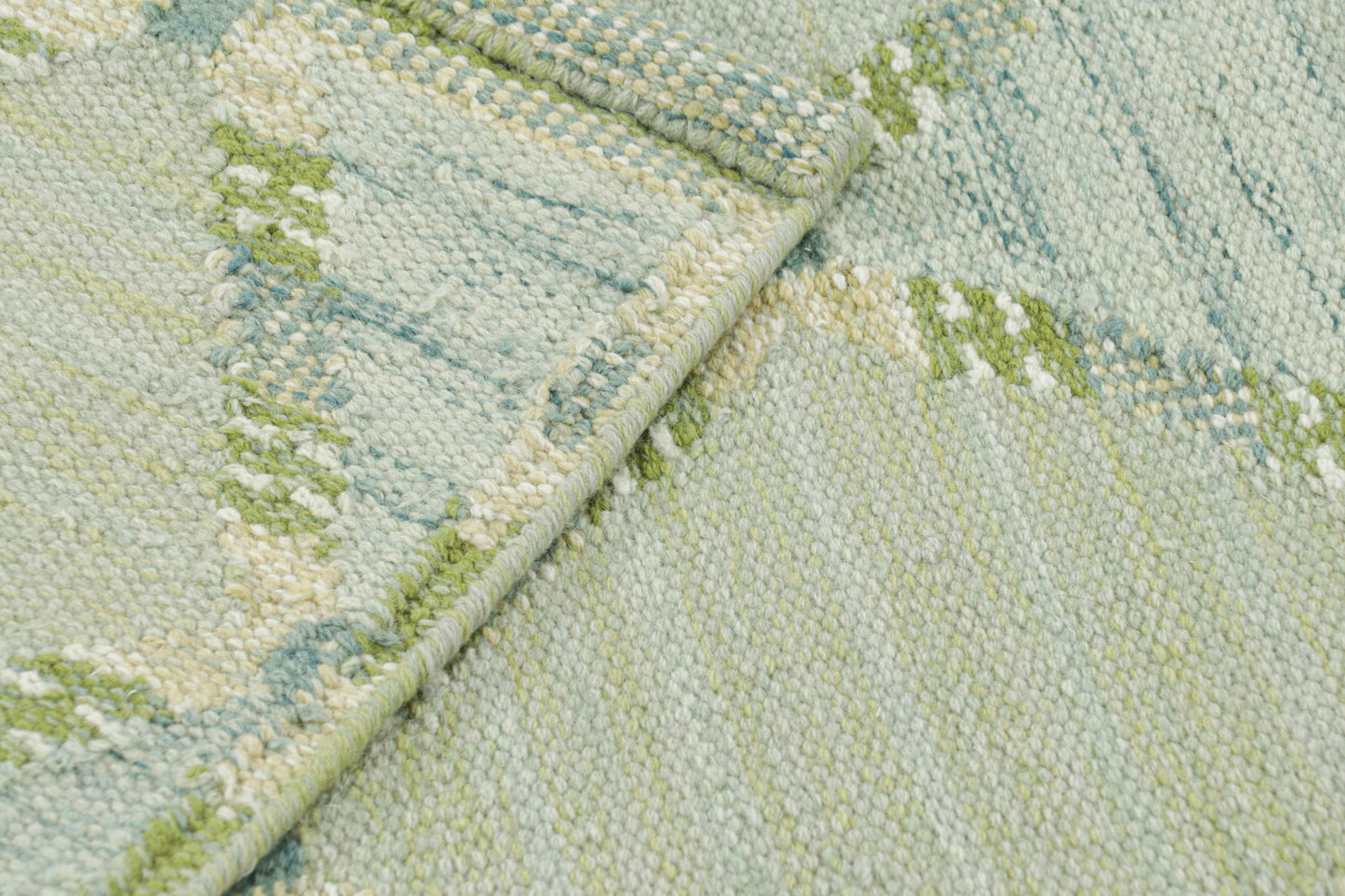Rug & Kilim's Scandinavian Rug in Green and Blue Lattice Diamond Patterns Rugs