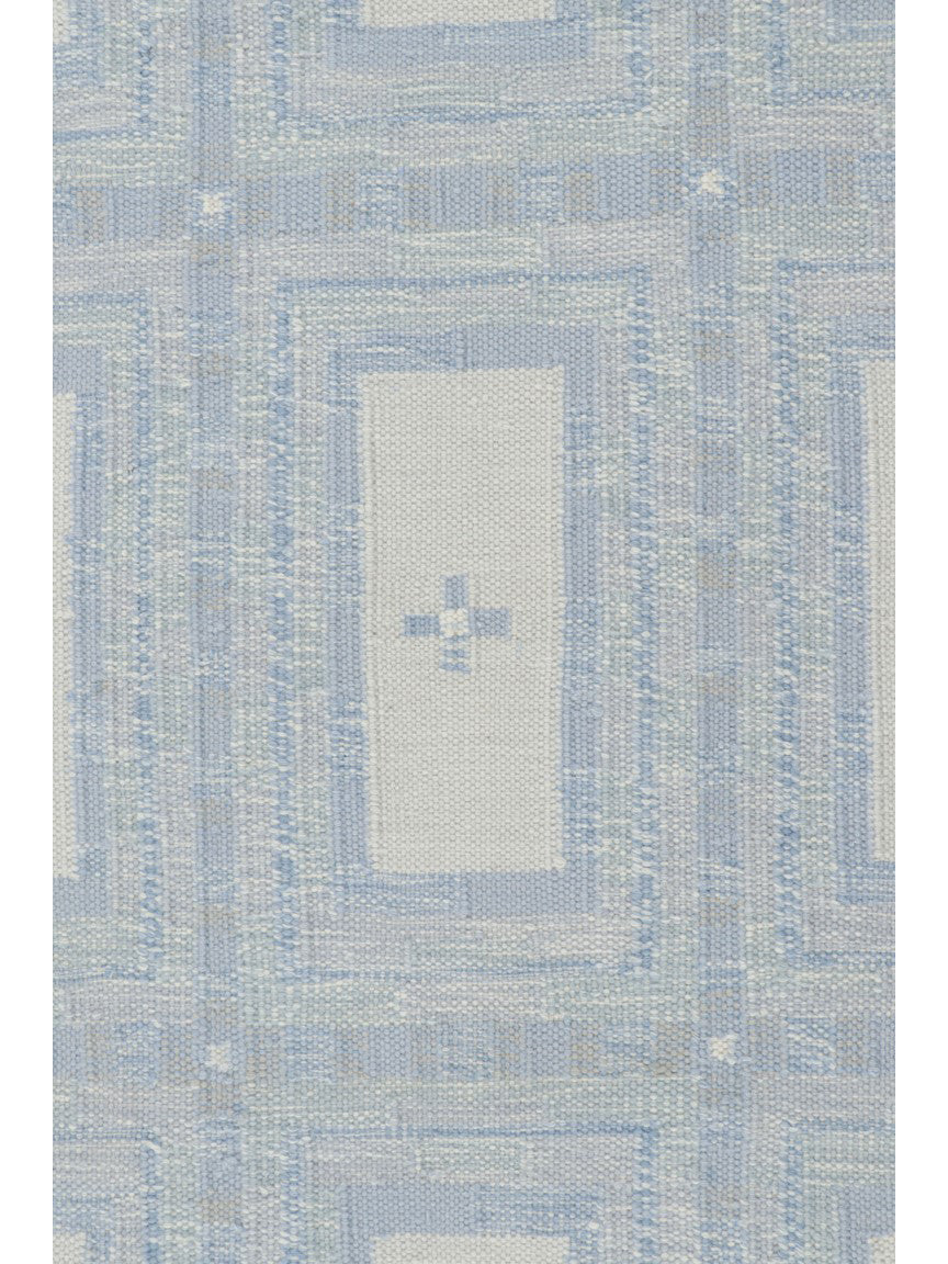 Rug & Kilim's Scandinavian Rug with Ice Blue and White Geometric Patterns Rugs