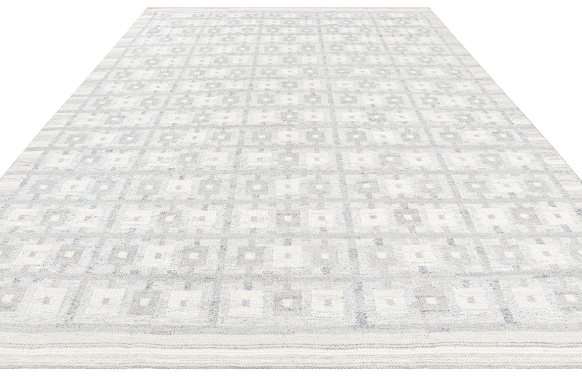 Rug & Kilim's Scandinavian Rug in White and Gray Geometric Patterns Rugs