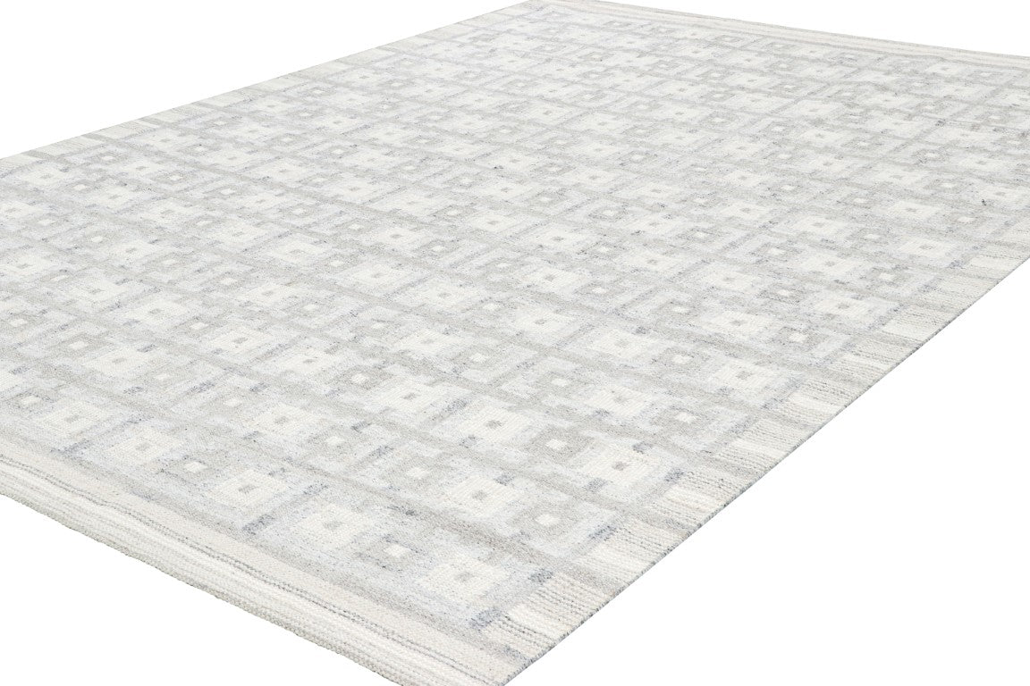 Rug & Kilim's Scandinavian Rug in White and Gray Geometric Patterns Rugs