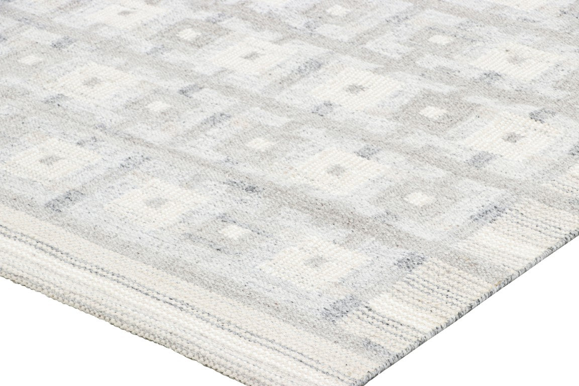 Rug & Kilim's Scandinavian Rug in White and Gray Geometric Patterns Rugs