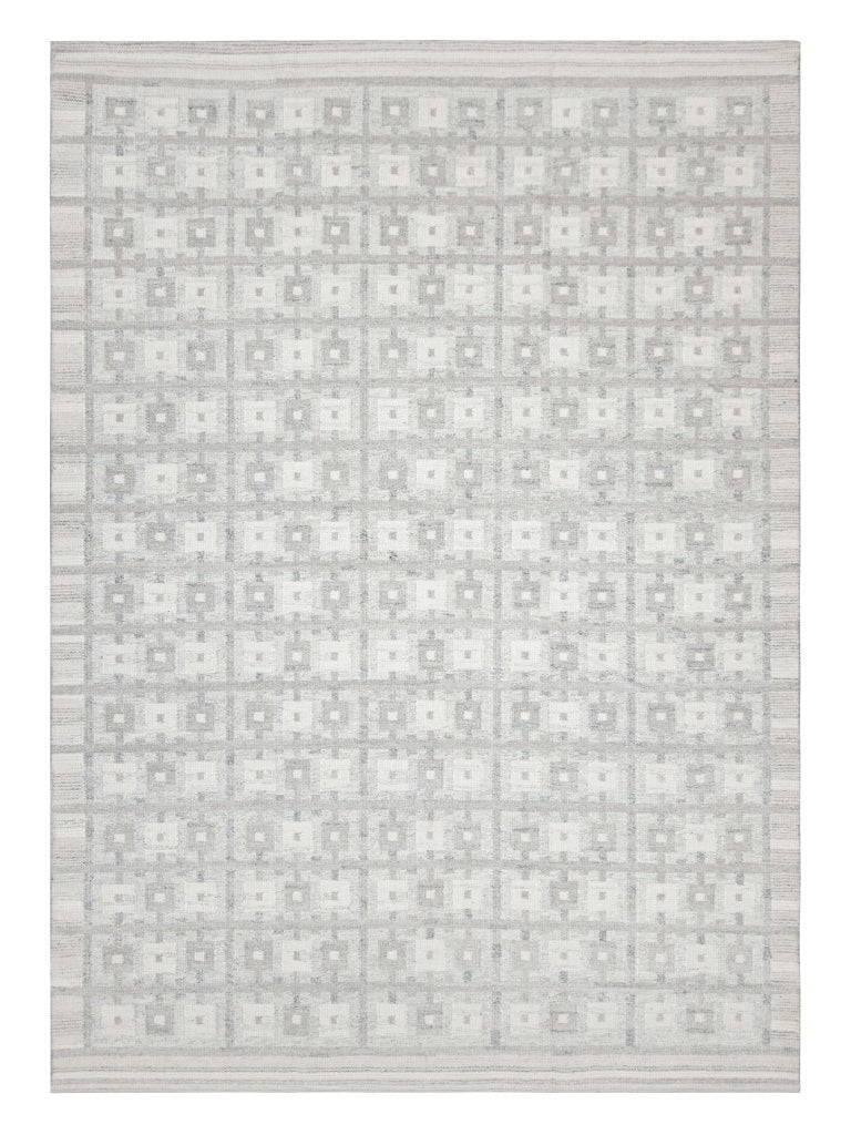 Rug & Kilim's Scandinavian Rug in White and Gray Geometric Patterns Rugs