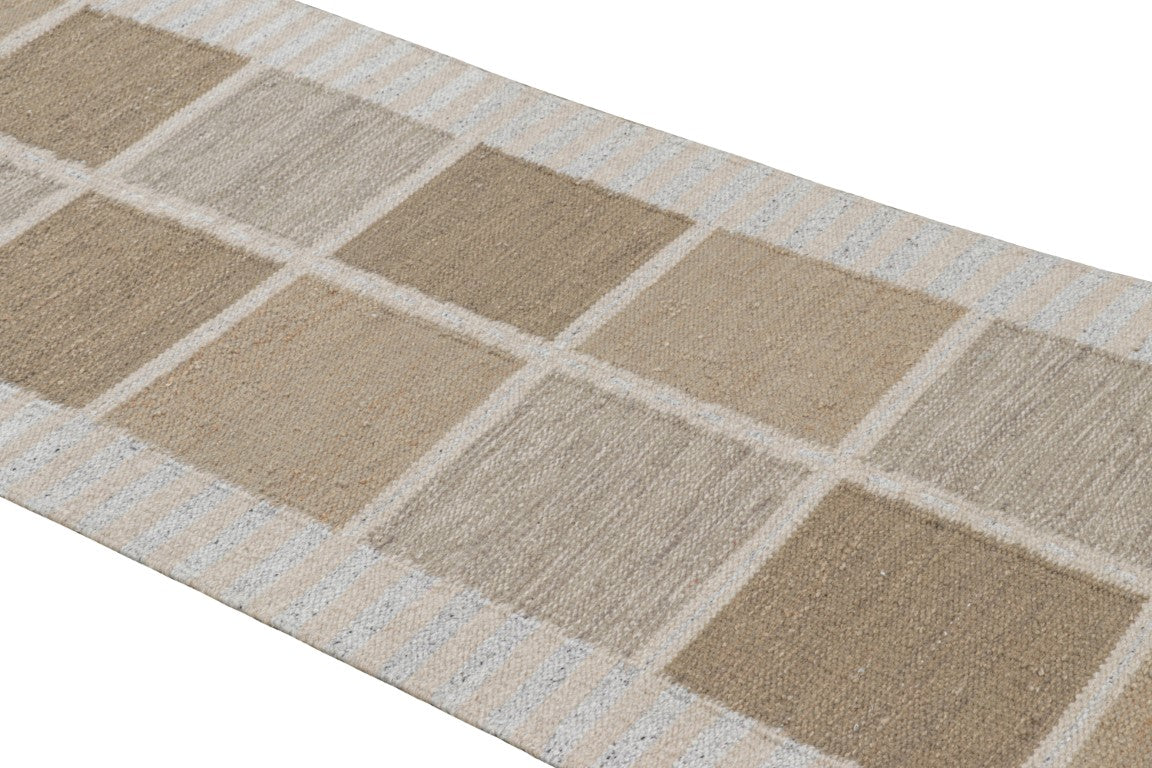Rug & Kilim's Scandinavian Runner Rug in Beige-Brown with Geometric Patterns Rugs