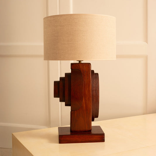 Sculptural Wooden Lamp, Italy 1960s Table Lamps