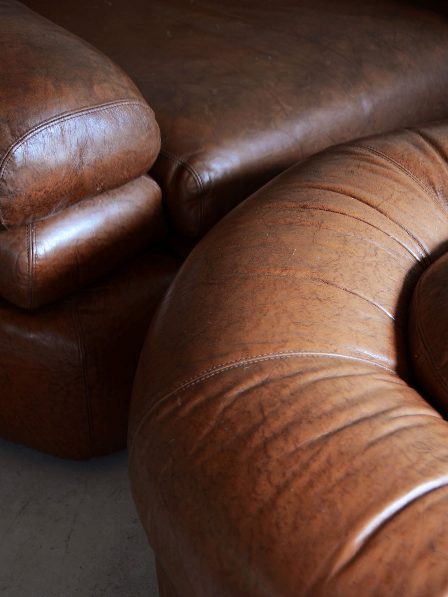 Straccio Armchair and Pouf Set by De Pas, Durbino & Lomazzi for Zanotta in Original Leather Chairs
