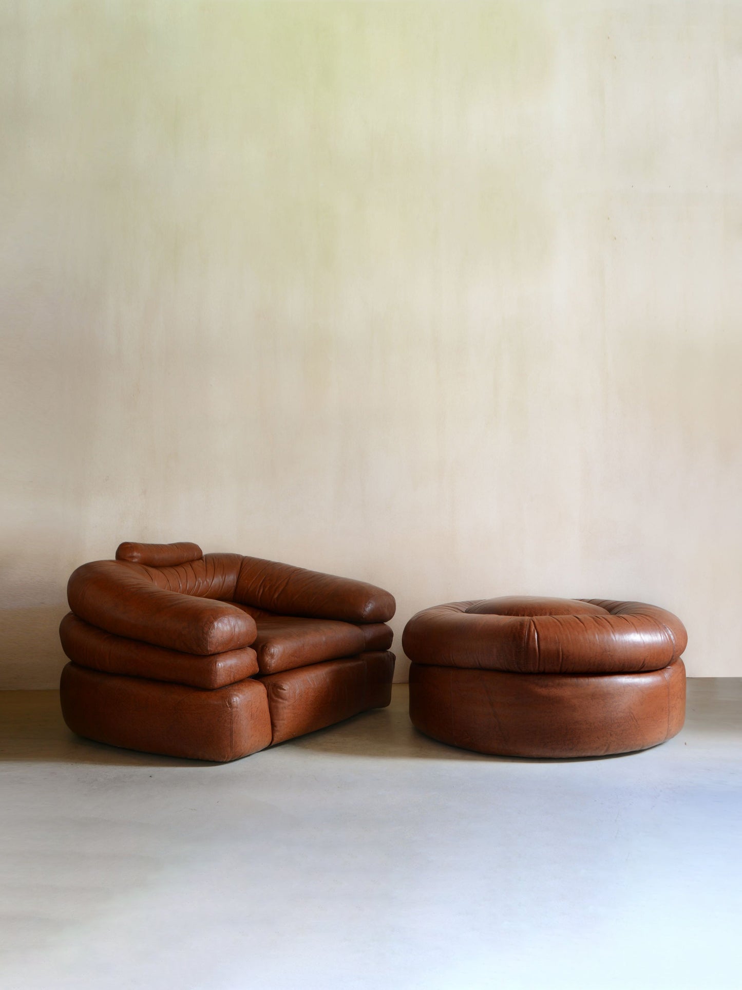 Straccio Armchair and Pouf Set by De Pas, Durbino & Lomazzi for Zanotta in Original Leather Chairs