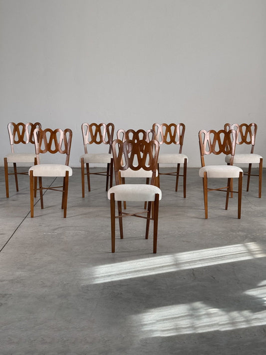 Set of 8 "969" Volute Chairs for the VI Triennale by Gio Ponti, Montina, 1970s Dining Chairs
